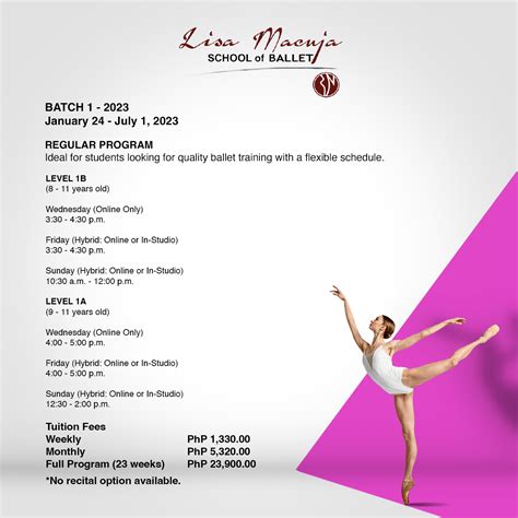 ️ REGULAR PROGRAM – The Lisa Macuja School of Ballet.